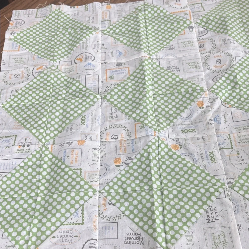Green Polka Dot Quilt little doll or wall Top